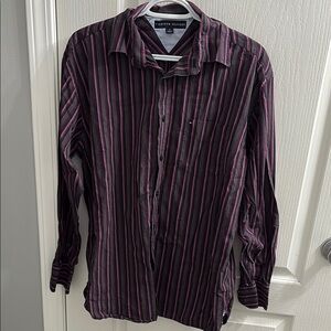 Tommy Hilfiger Black and Pink Casual Button Down Shirt